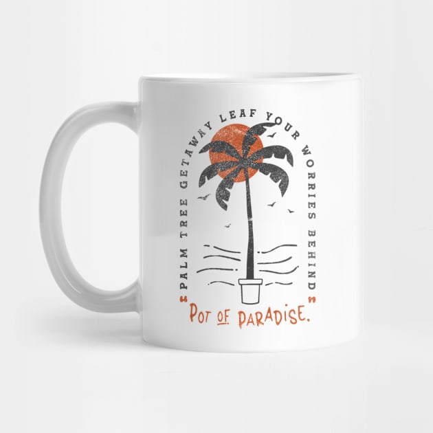 Pot of Paradise Retro Tropica Palm Tree Beach Vibes by Fitastic